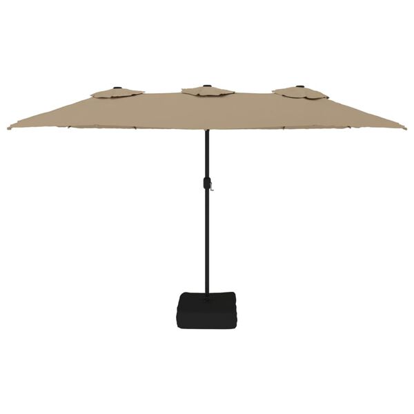 vidaXL Double-Head Garden Parasol with LEDs Taupe 449x265 cm
