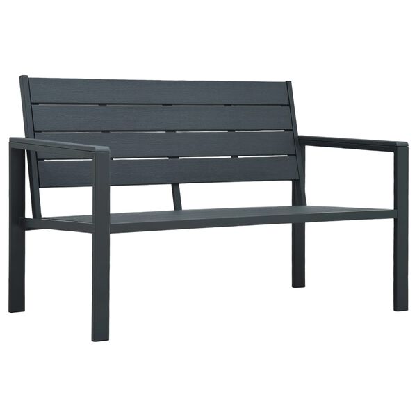 vidaXL Garden Bench 120 cm HDPE Grey Wood Look