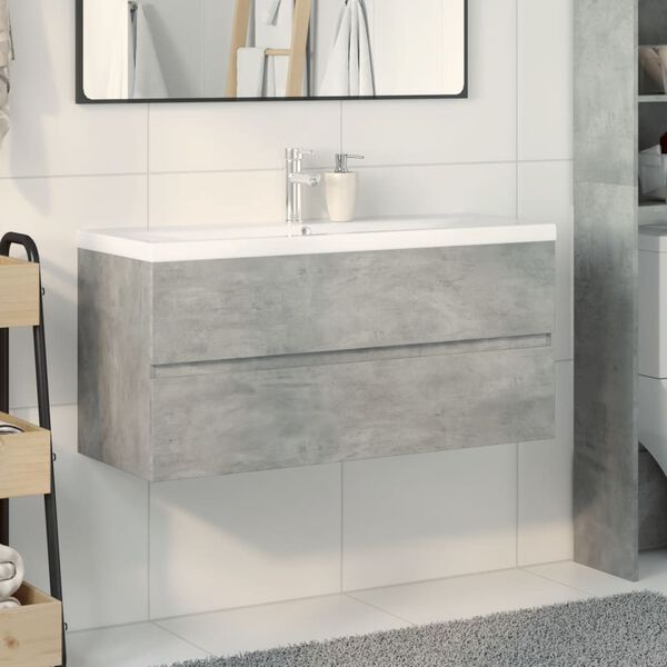 vidaXL 2 Piece Bathroom Furniture Set Concrete Grey Engineered Wood