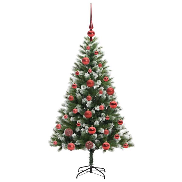 vidaXL Artificial Hinged Christmas Tree with Flocked Snow 120 cm