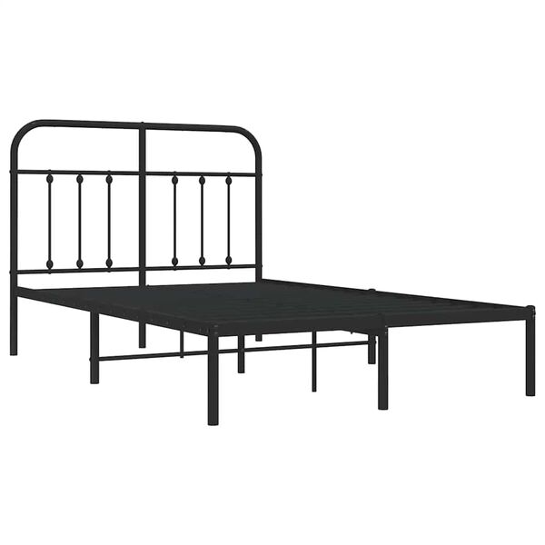 vidaXL Metal Bed Frame without Mattress with Headboard Black 120x190cm