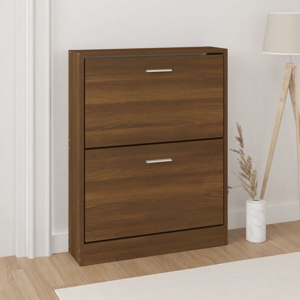 vidaXL Shoe Cabinet Brown Oak 59x17x81 cm Engineered Wood