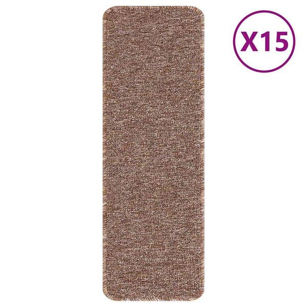 vidaXL Anti-slip Stair Mats 15 pcs Brown 60 x 25 cm PP