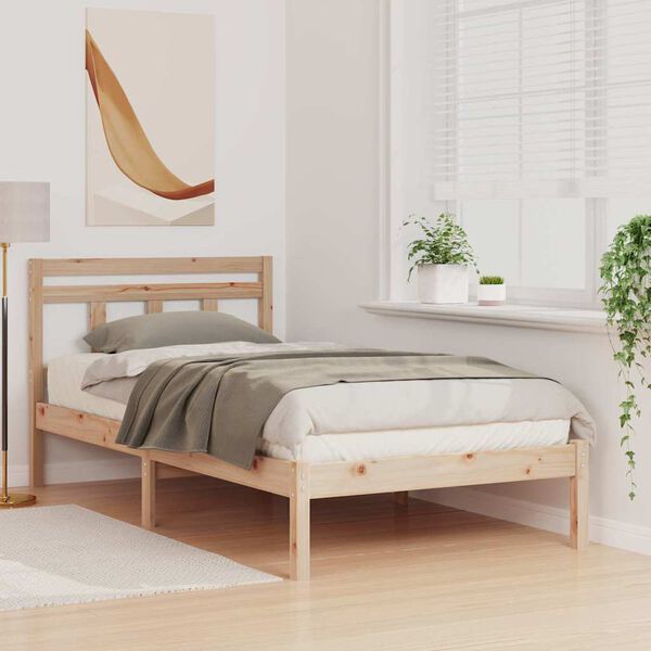 vidaXL Bed Frame Brown 75 x 190 cm Solid Pine Wood