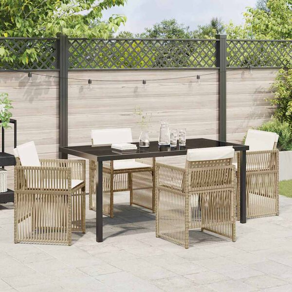 vidaXL Garden Dining Set 5 pcs Beige Powder-Coated Steel
