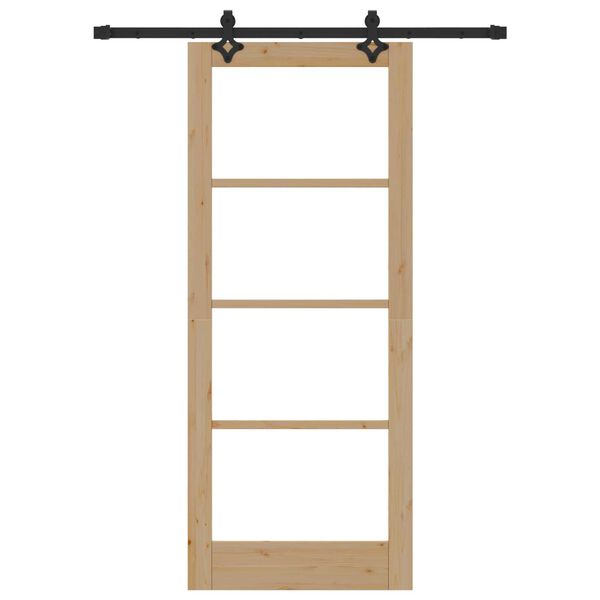 vidaXL Sliding Door Natural 83 x 202 cm Solid Pine Wood and Glass