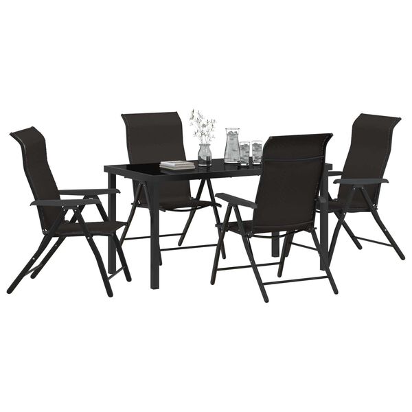 vidaXL Garden Dining Set 5 pcs Black coffee Poly rattan