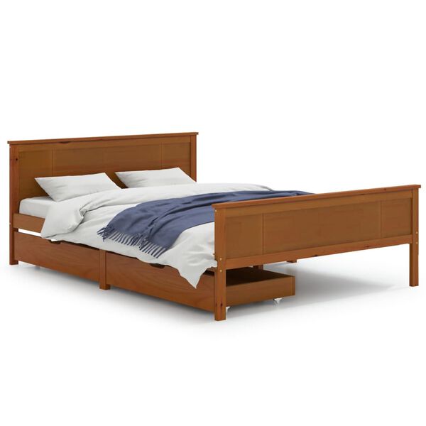 vidaXL Bed Frame without Mattress Honey Brown Solid Wood 160x200 cm