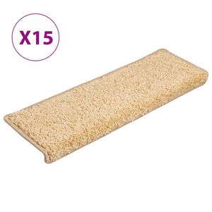 vidaXL Stair Mats 15 pcs 65x21x4 cm Cream Rectangular Edge