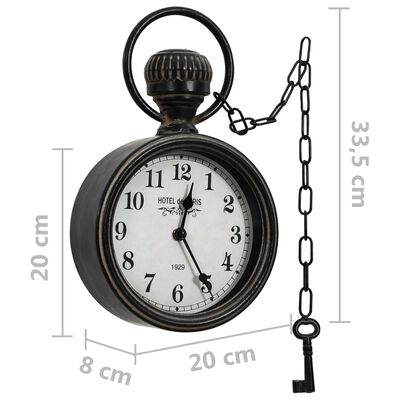 vidaXL Wall Clock Black 20x8x33.5 cm Iron and MDF