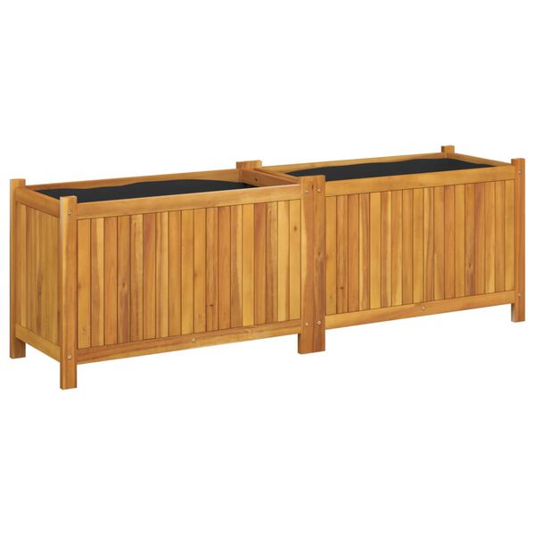 vidaXL Garden Planter with Liner 153x38.5x50 cm Solid Wood Acacia