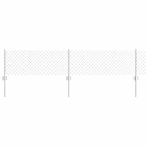 vidaXL Chainlink Fence with Post 25 x 0.4 m Galvanised Steel Silver