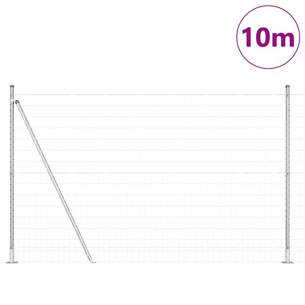 vidaXL Fence with Post Silver 1.6 x 10 m Steel