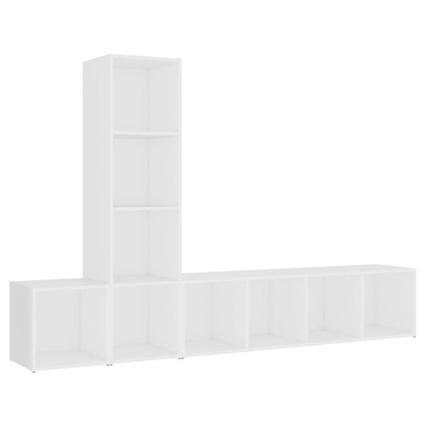 vidaXL 3 Piece TV Cabinet Set White Engineered Wood
