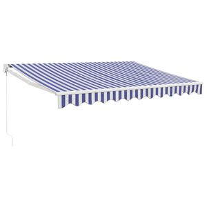 vidaXL Retractable Awning Blue and White 3x2.5 m Fabric and Aluminium