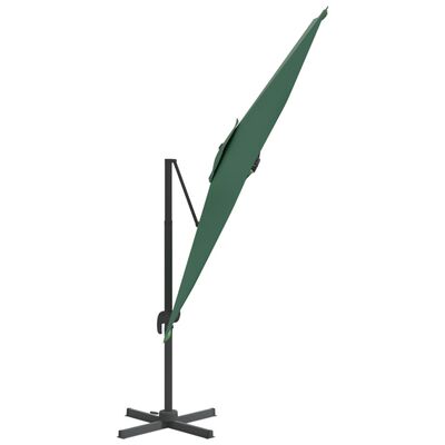 vidaXL LED Cantilever Umbrella Green 400x300 cm