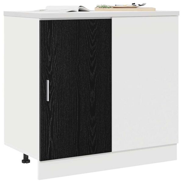 vidaXL Kitchen Corner Base Cabinet Black oak 86 x 46 x 81.5 cm