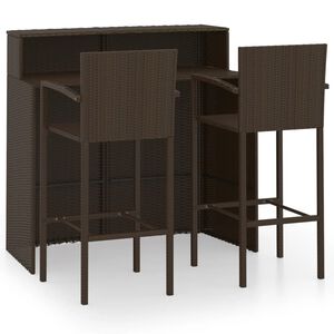 vidaXL 3 Piece Garden Bar Set Brown