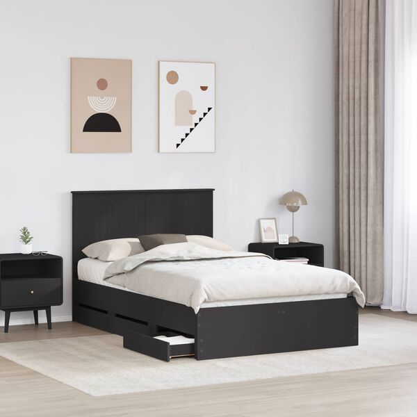 vidaXL Bed Frame with Drawer Black 120 x 200 cm Engineer Wood