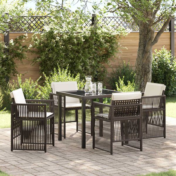 vidaXL Garden Dining Set 5 pcs Brown Powder-Coated Steel