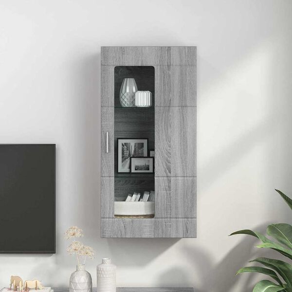 vidaXL Wall-mounted Cabinet with Shelf Grey sonoma 55 x 29 x 100 cm