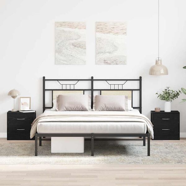 vidaXL Bedside Cabinets 2 pcs Black Oak 40x30x40 cm Engineered Wood