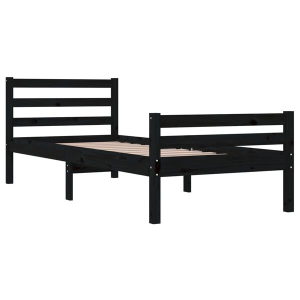 vidaXL Bed Frame without Mattress Black Solid Wood 90x200 cm