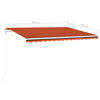 vidaXL Manual Retractable Awning with LED 4x3 m Orange and Brown