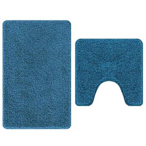 vidaXL Anti-slip Bath Mat Set 2 pcs Blue PP