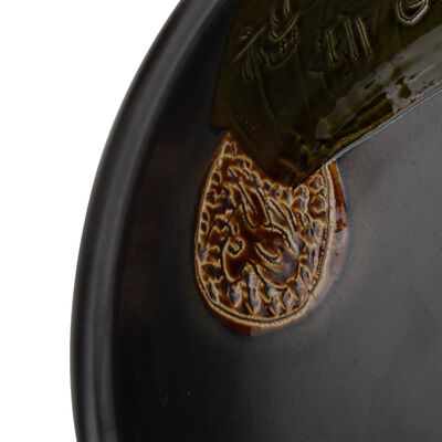 vidaXL Countertop Basin Black Round Φ41x14 cm Ceramic