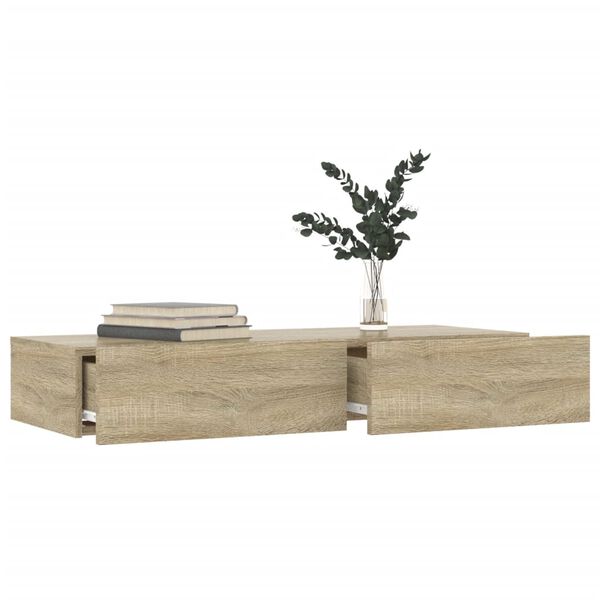 vidaXL TV Cabinet with LED Lights Sonoma Oak 90x35x15.5 cm