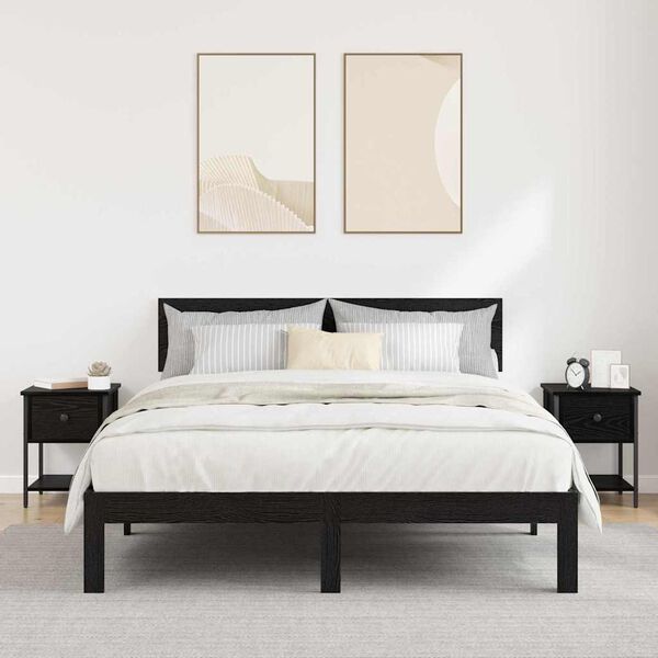 vidaXL Bedside Table 2 pcs Black Oak 34 x 35.5 x 45 cm Engineered Wood