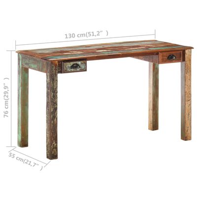 vidaXL Desk 130x55x76 cm Solid Reclaimed Wood