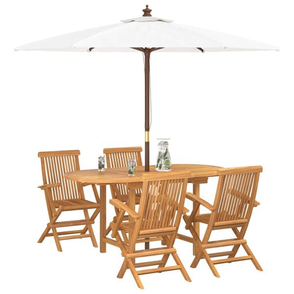 vidaXL Garden Dining Set 5 pcs Brown Solid Teak Wood