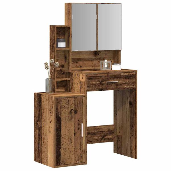 vidaXL Dressing Table Old Wood 80 x 35 x 132 cm Engineered Wood