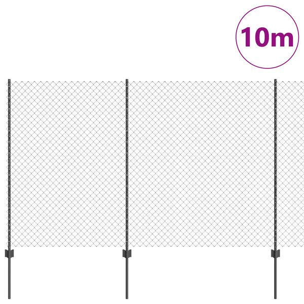 vidaXL Fence with Post Grey 1.5 x 10 m Steel and PVC