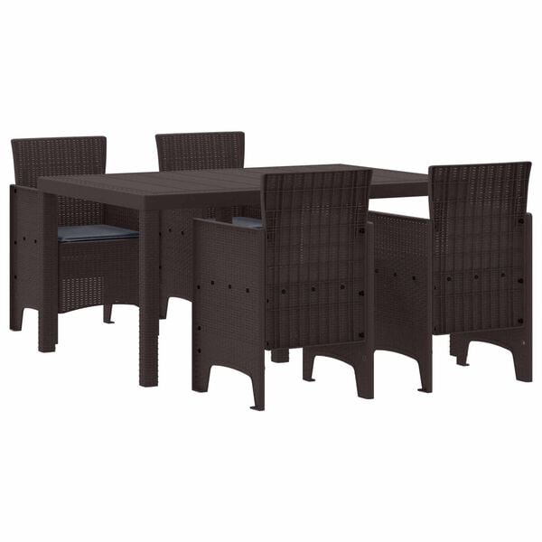 vidaXL Garden Dining Set 5 pcs Brown Polt rattan