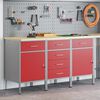 vidaXL Work Cabinet with Drawer 3 pcs Red and Grey 75 x 45 x 85 cm