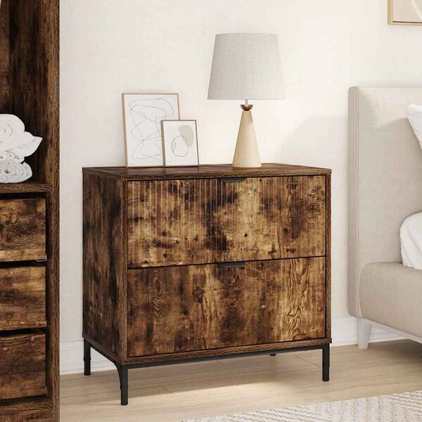vidaXL Bedside Table Smoked oak 63.5 x 36 x 61 cm Engineered wood