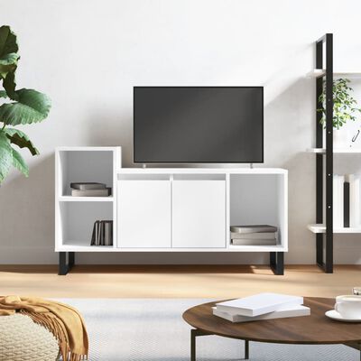 vidaXL TV Cabinet High Gloss White 100x35x55 cm Engineered Wood