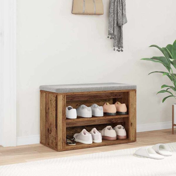 vidaXL Shoe Rack with Shelf Old wood 75 x 35 x 45 cm Engineered wood