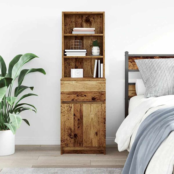 vidaXL Bedside Cabinet Old Wood 39x35x125 cm Engineered Wood