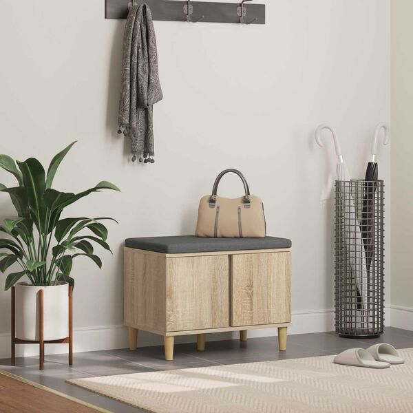 vidaXL Hall Bench with Cushion with Storage Sonoma Oak 60 x 38 x 46 cm