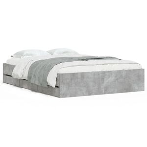 vidaXL Bed Frame with Drawers without Mattress Concrete Grey 120x200 cm