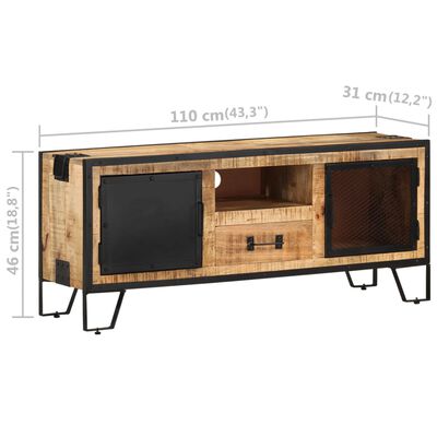 vidaXL TV Cabinet 110x31x46 cm Rough Mango Wood