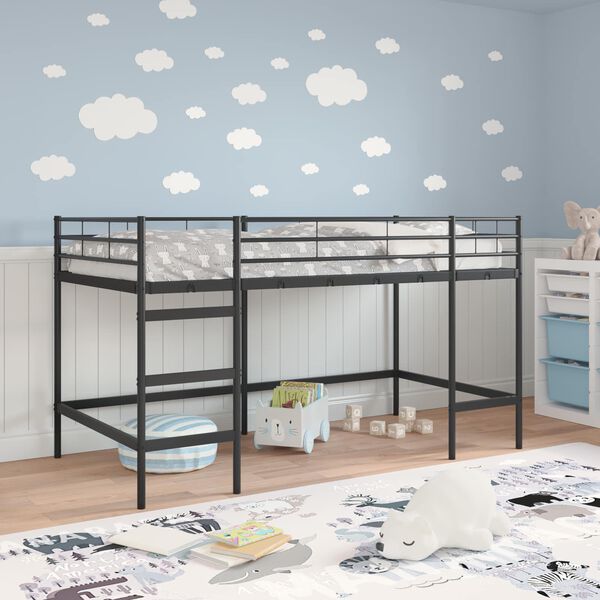 vidaXL Kids'Loft Bed Frame Black 107 x 200 cm Steel