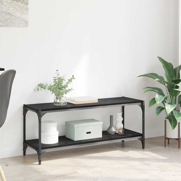 vidaXL TV Cabinet Black Oak 100 x 33 x 41 cm Engineered Wood and Iron