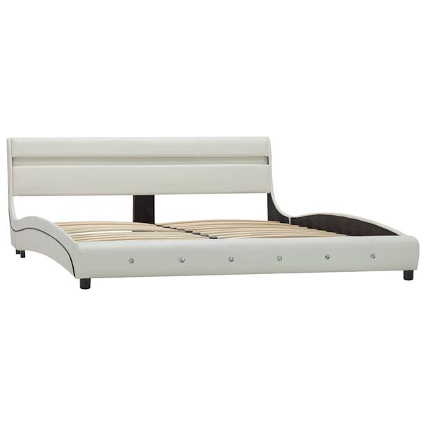 vidaXL Bed Frame with LED without Mattress White Faux Leather 150x200cm