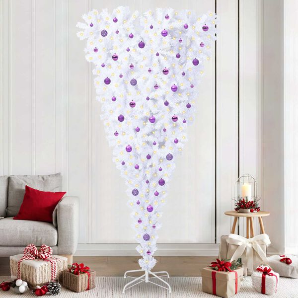 vidaXL Artificial Christmas Tree with Stand White 240 cm PVC and Steel