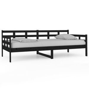 vidaXL Day Bed without Mattress Black Solid Wood Pine 90x200 cm